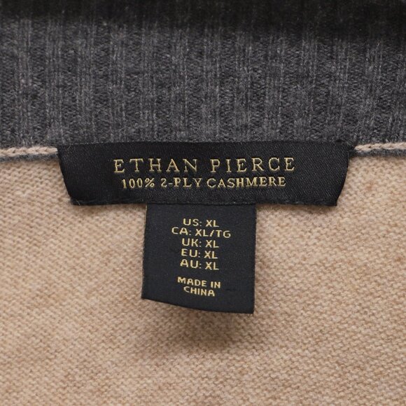 ETHAN PIERCE 100% 2-Ply Cashmere Button Mock Neck Sweater Tan Brown Size XL - Picture 5 of 5